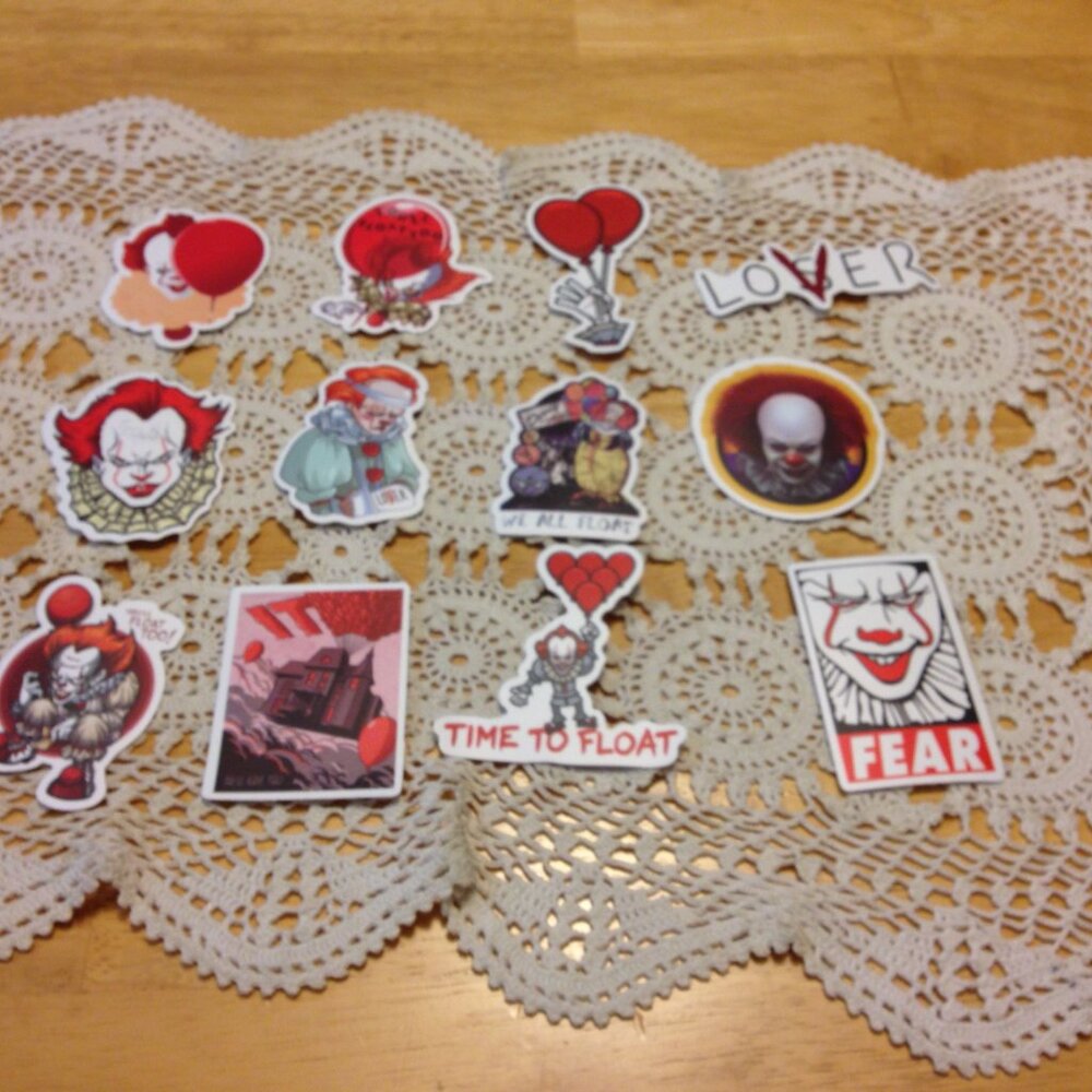 Scary Clowns / Horror stickers bundle, Halloween, locker, computer, crafts